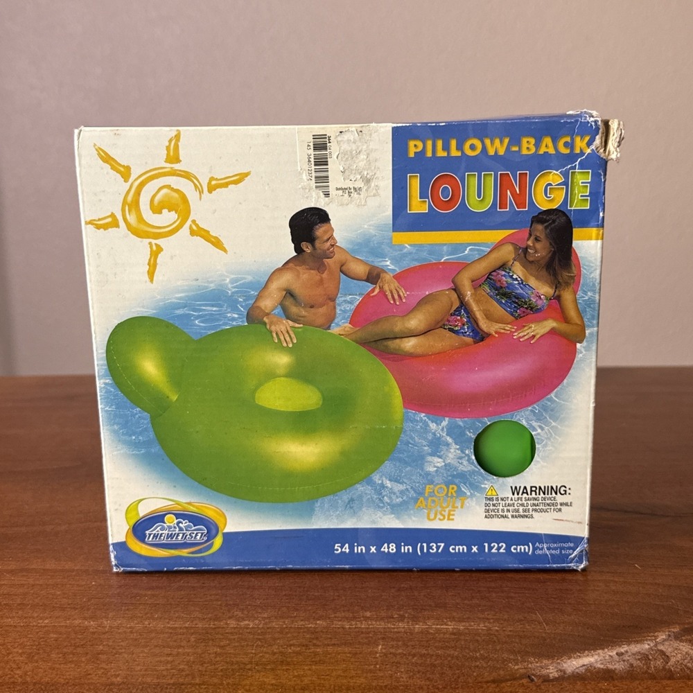 Rare NOS PINK 2008 Intex The Wet Set Pillow Back Lounge Pool Float 54"x48" 58889